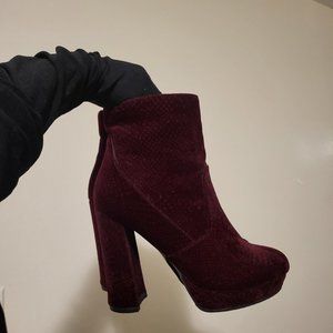 Red Velvet Ankle Boots